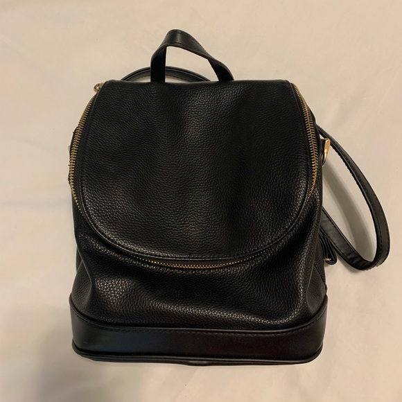 a new day Handbags - Black Leather Backpack